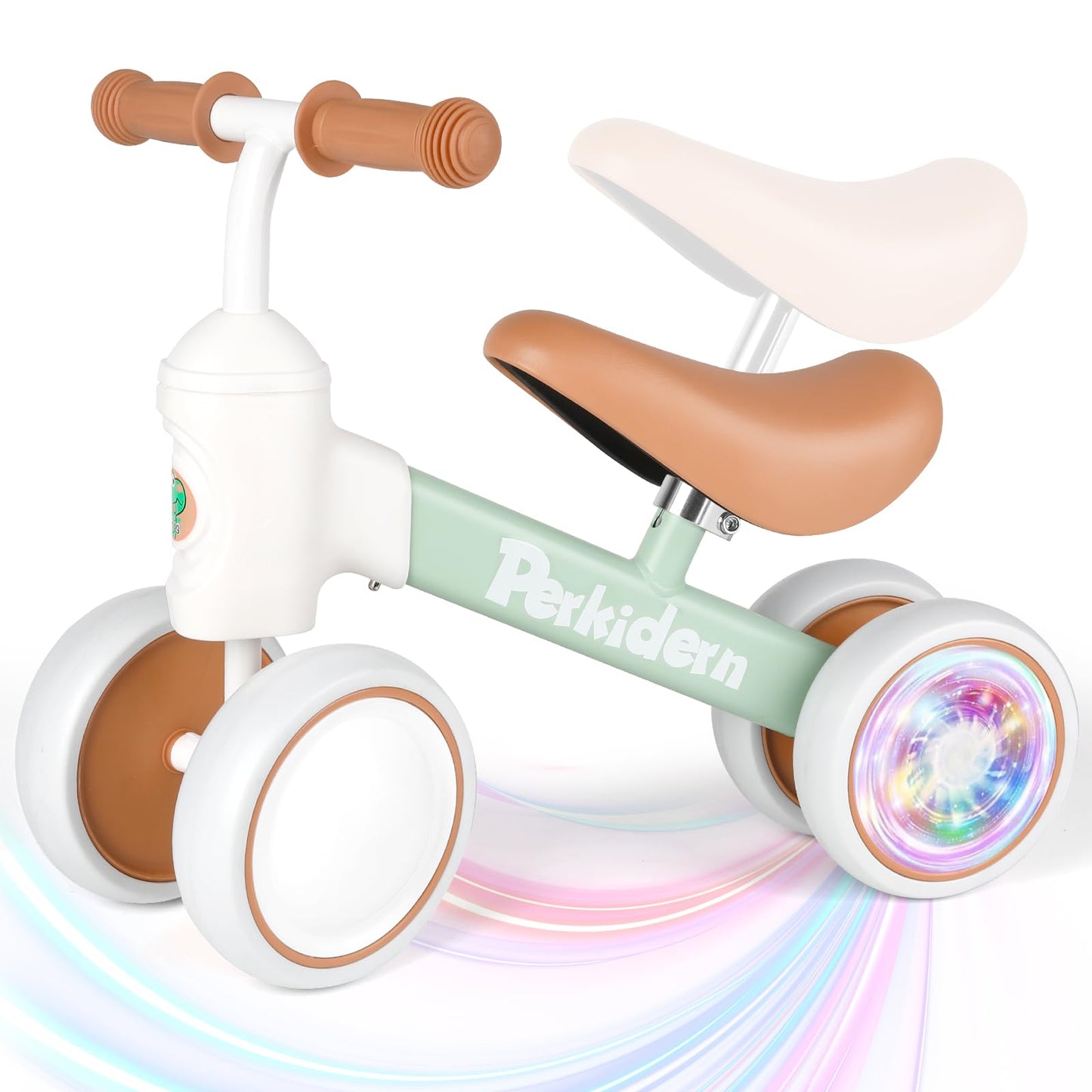 PerKidern Baby Balance Bike for 1-3 Year Old Boys Girls, 12-36 Month Toddler Balance Bike, 4 Wheels Baby Bike Toddler First Birt