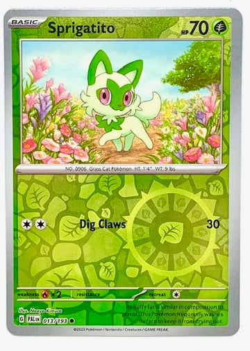 Pokemon - Sprigatito 013/193 - Paldea Evolved - Reverse Holo Pokemon Card - Foil