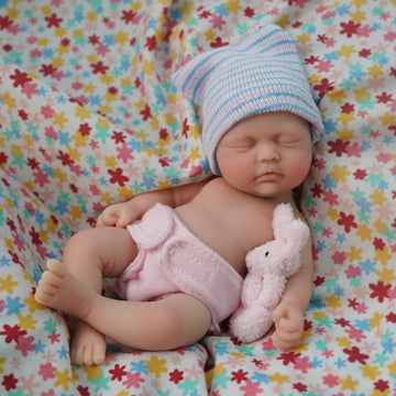 Mire & Mire Reborn Baby Doll - 7 Inch Girl Mini Silicone Realistic Newborn Baby Doll, Non-Vinyl Doll, Washable Reality Doll Baby