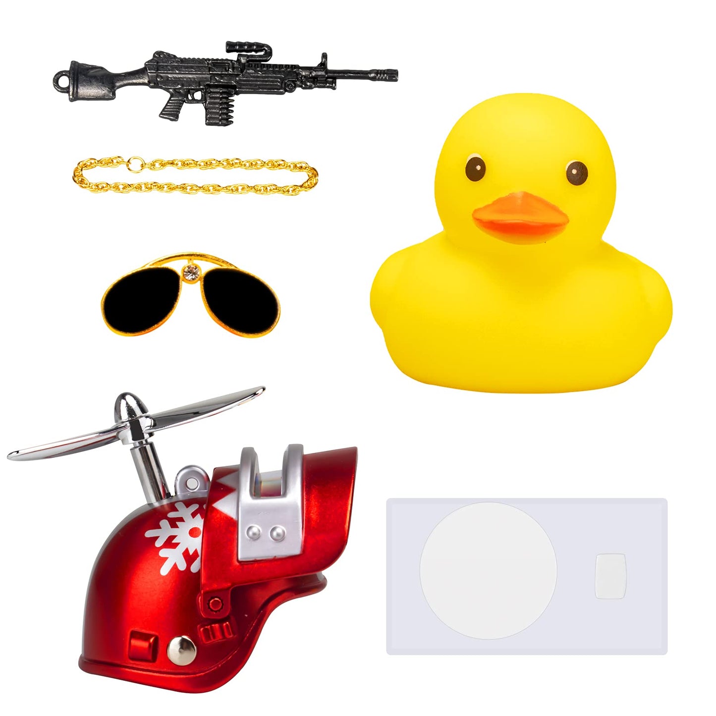 Wonuu Rubber Yellow Duck Car Ornaments Cool Duck Car Dashboard Decorations With Propeller Helmet Sunglasses (Snowflake-Yellow G)