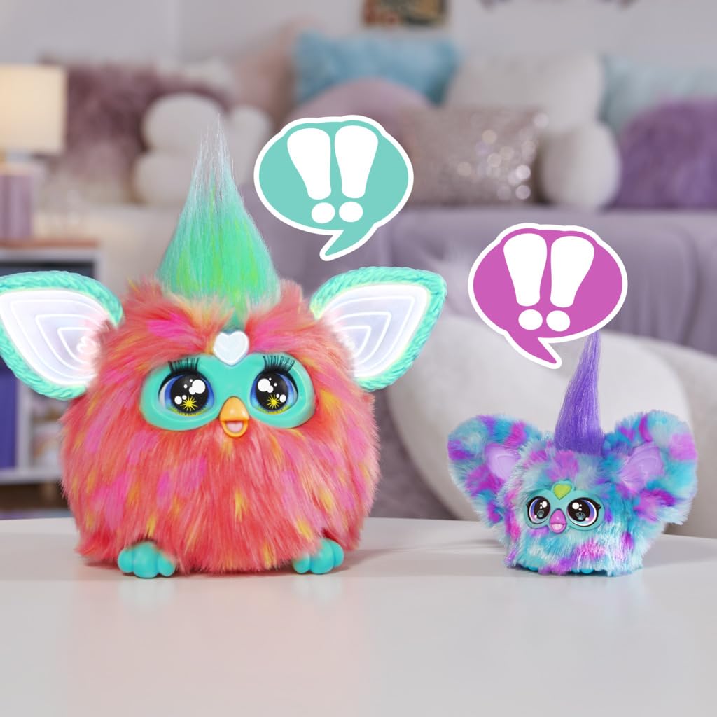 Furby Furblets Mer-May Mini Friend, 45+ Sounds, Ocean Music, Speaks Only Furbish, Electronic Plush Toys For Girls & Boys, Interactive Pets, Multicolor, 6+