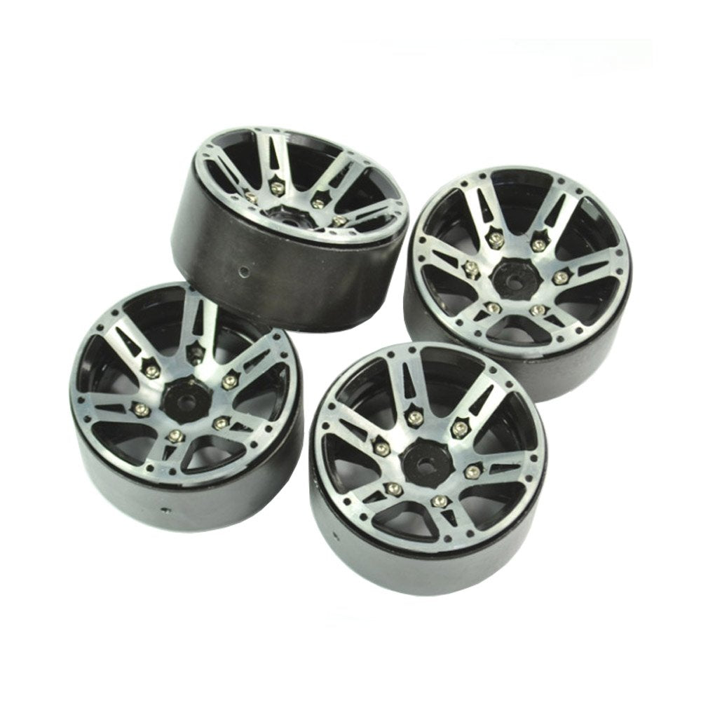 LAFEINA 1:10 Scale RC Crawlers Metal Alloy 1.9 Inch Beadlock Wheel Rim with 6 Spokes for 1/10 RC Rock Crawler Axial SCX10 CC01 D