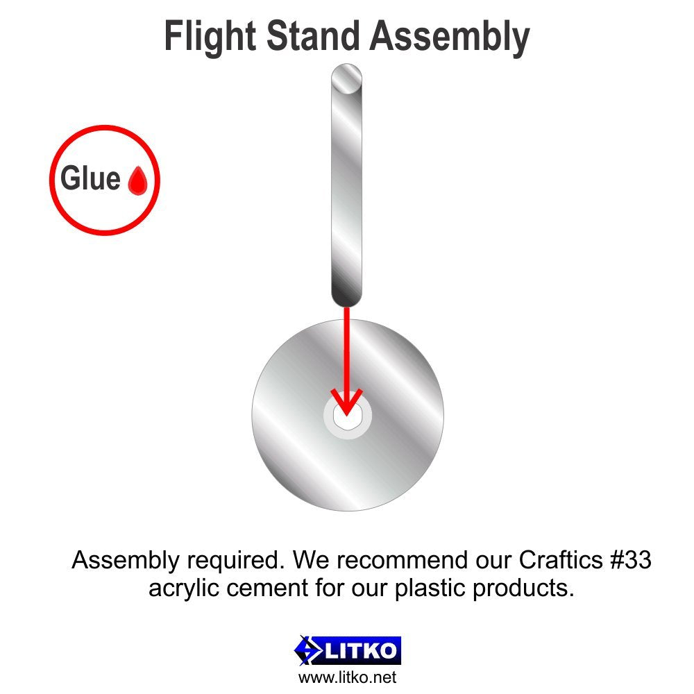 Litko Acrylic Flight Stands | Round | 3Mm Clear Circular Flight Base With Peg (25Mm)