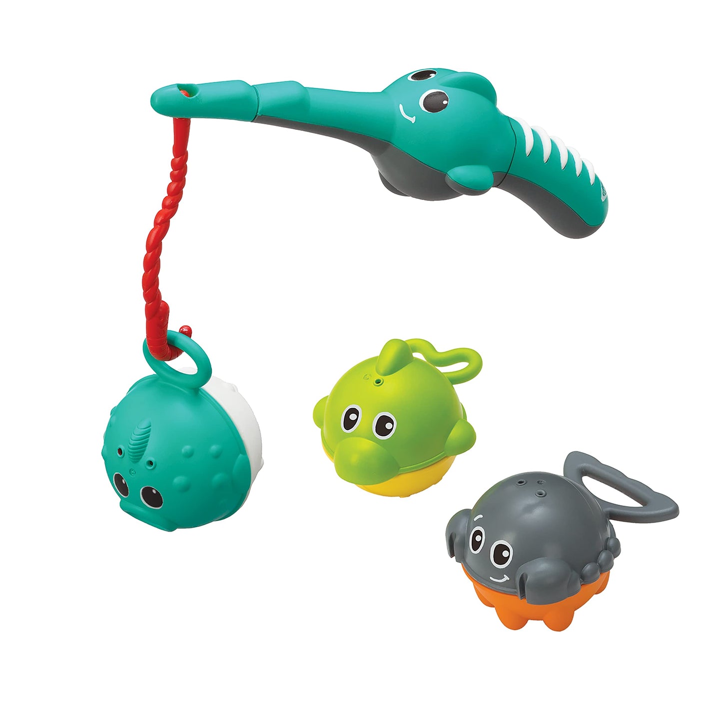 Infantino Splish & Splash Bath Play Set - Fishing Rod, Sea Pals, Bath Squirters, Stacking Cups, Fill & Spin Water Wand - Introduces Numbers, Stacking And Motor Skill Development - For Babies 0M+