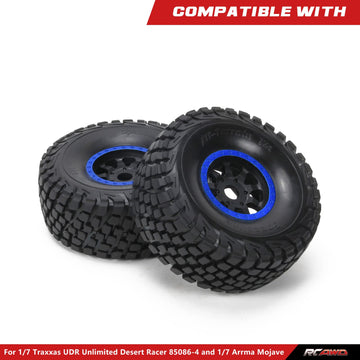 RCAWD RC Wheel Rims and Tires for 1/7 ARRMA Mojave 6S Parts & 1/7 UDR Unlimited Desert Racer 85086-4 Upgrades, Glued Nylon Wheel