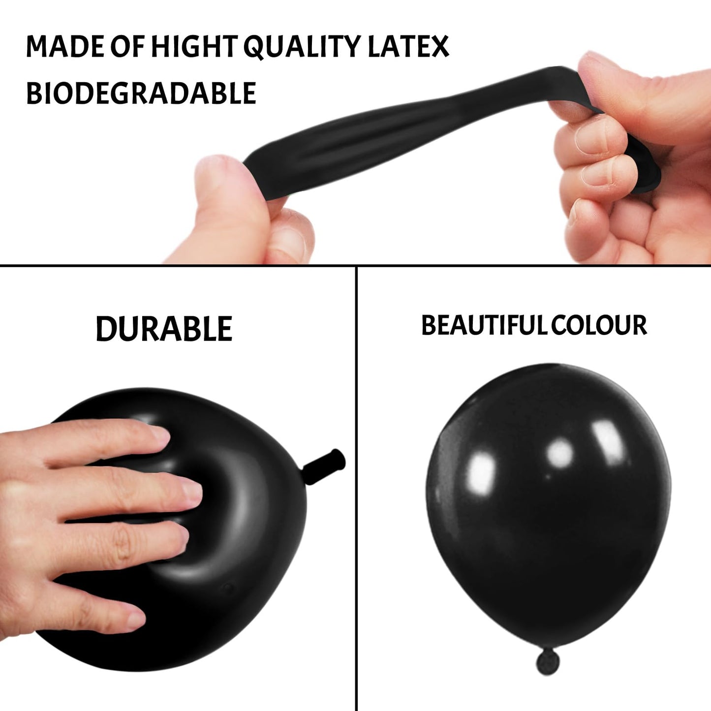 Black Balloons 200Pcs, 5 Inch Small Black Latex Party Balloons, Mini Thick Black Birthday Balloons For Birthday Wedding Decorati