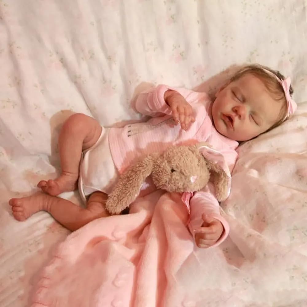Pinky Reborn Baby Dolls 18 Inch Girl Eyes Closed Realistic Newborn Baby Doll Full Body Poseable Anatomically Correct With Clothe