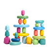 Oessuf Stacking Rocks 26Pcs Stacking Blocks Balancing Stacking Stones Wooden Building Toys Wood Stone Stacking Game For Toddler
