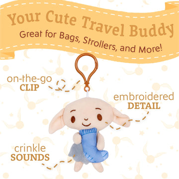 KIDS PREFERRED Harry Potter Dobby Plush Clip On Sensory Toy for Toddlers 1-3, Soft Elf Plush Halloween Baby Learning Toy
