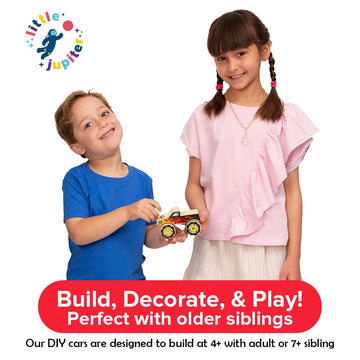 DIY Wooden Monster Truck Building Kit - Stem Toys for Kids Age 4-7 - Wood Crafts with Stickers