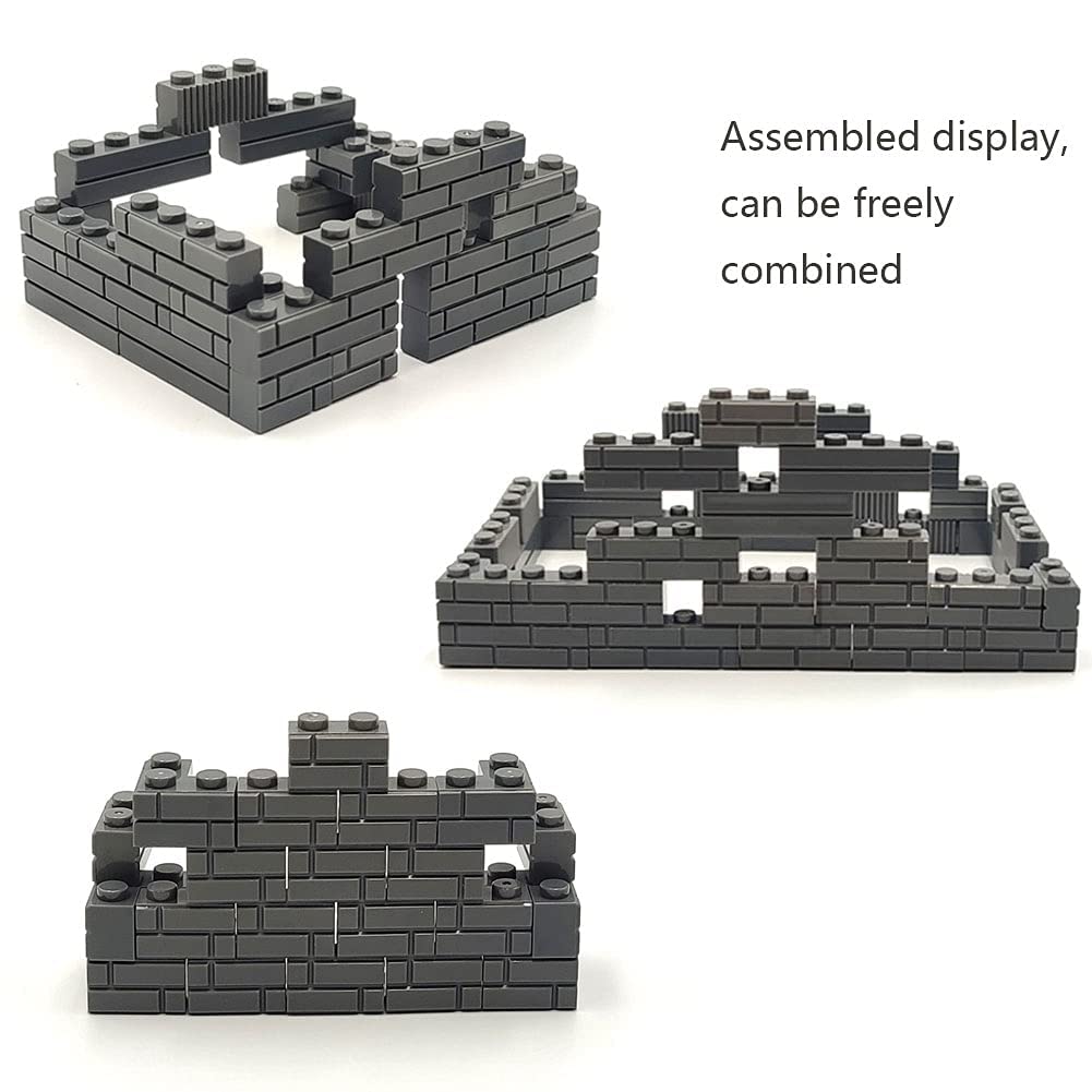 192Pcs Masonry Walls Dark Gray Building Bricks Loot Pieces Accessories Brick Bazaar Compatible Classic Creative Toy (Dark Gray)