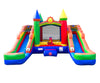 Inflatable Bounce House and Double Slide Combo Unit (Without Blower) - 16.5 x 15 x 11 Foot- Crossover Rainbow Castle Combo Bounc
