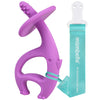 Mombella Baby Teething Toys - 2-in-1 Elephant Teether & Toothbrush, Soft Silicone, Purple, Model 8100, for 3-12 Months