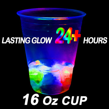 LLKMDSS 40 Pcs Glowing Party Cups,Pack with Flashing color Bright Glow-In-The-Dark Colors for House Parties Birthdays Concerts W
