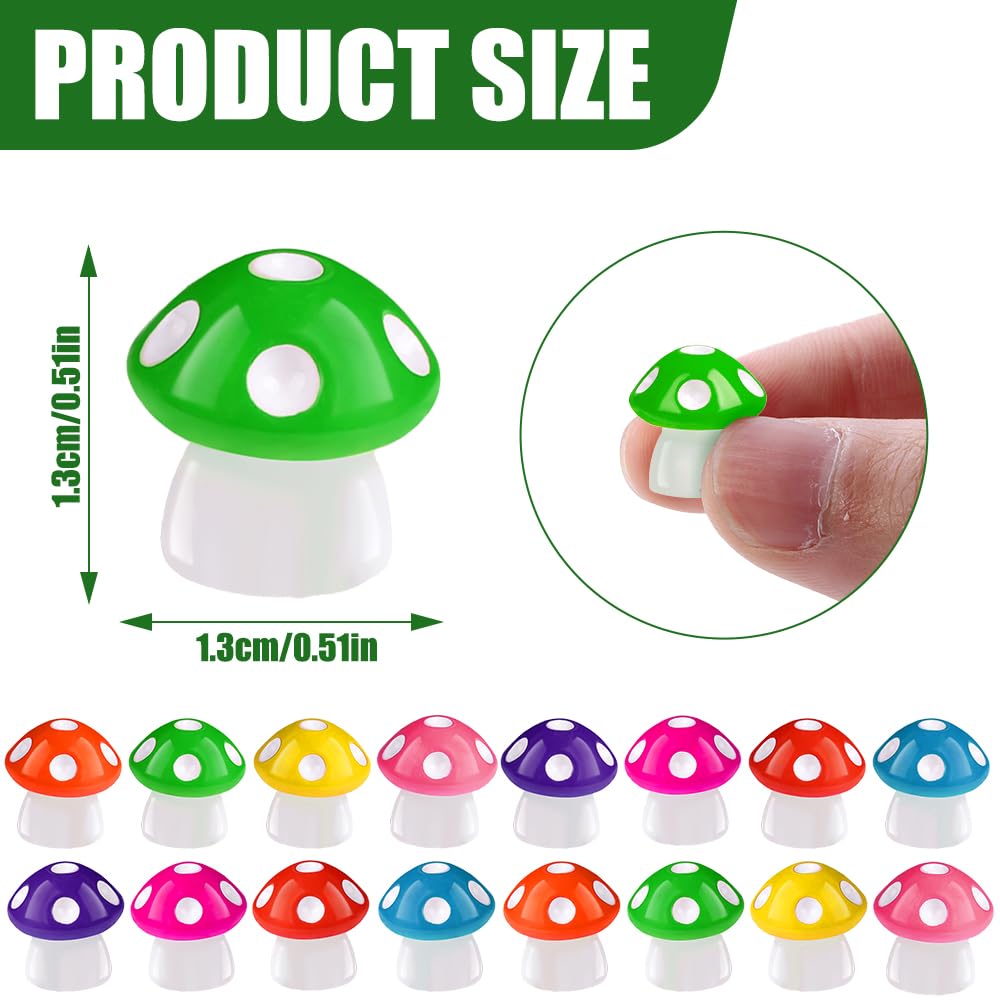 DIYDEC 100pcs Mini Resin Mushroom 8 Colors Small Mushrooms Figures Tiny Resin Mushrooms Plastic Little Miniature Mushrooms Bulk