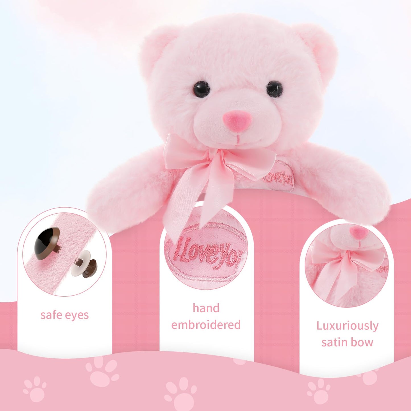 Tezituor Pink Teddy Bear And Blue Teddy Bear Stuffed Animal Bulk, Pink Bear Plush For Girl Girlfriend, Blue Plush Bear For Boy B