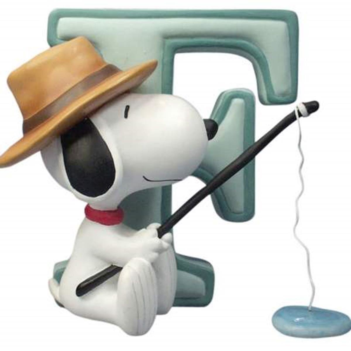 Wl Ss-Wl-8576, 2.75 Inch Snoopy Gone Fishing Sitting With Letter F Figurine, 2.75'