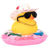 Wonuu Car Rubber Duck, Yellow Duck Decoration Dashboard With Sun Hat Swim Ring Necklace Sunglasses For Car Dashboard Decorations, Pink White Cowboy Hat-Pink Dolphin