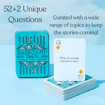Basecamp Card Co. Basecamp Cards: Second Edition - 52+2 Conversation Starters, Blue Plastic Family Fun Activity