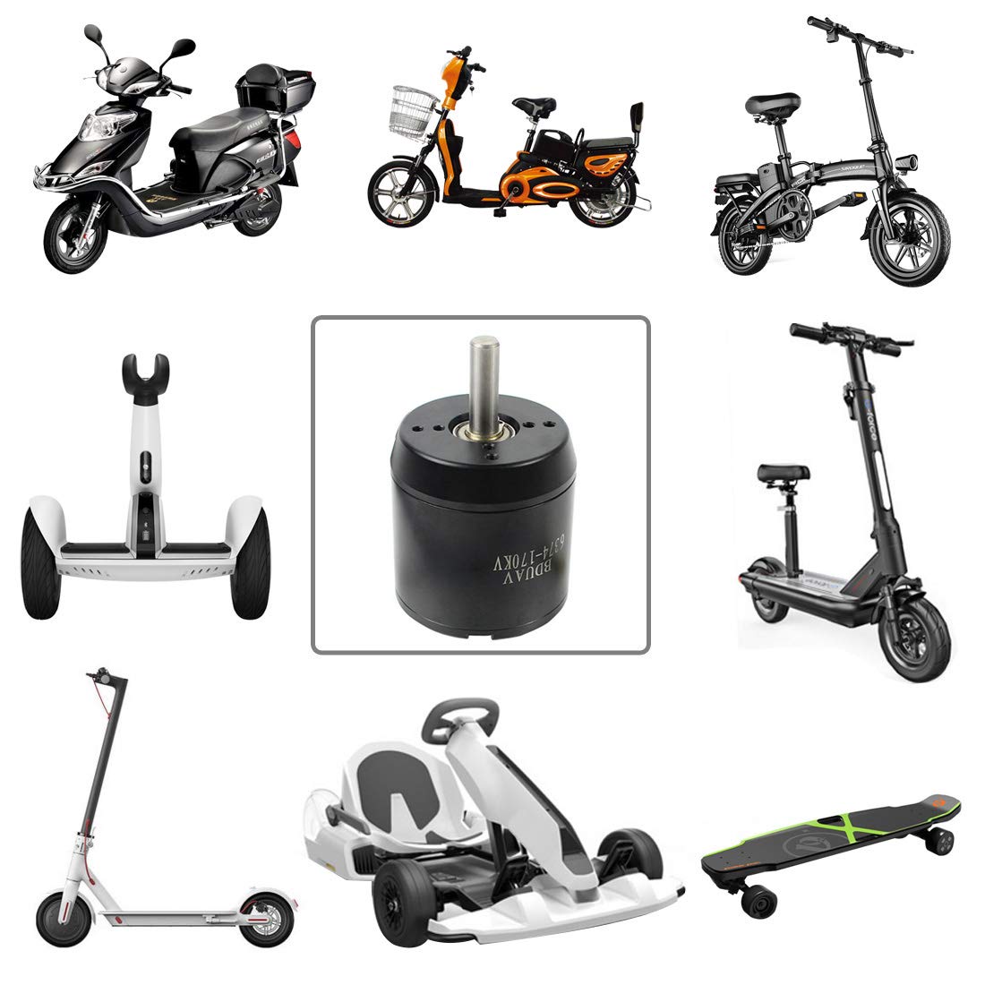 Mingchuan 6374 170KV High Efficiency Brushless Motor 2800W 24V/36V for Four-Wheel Balancing Scooters Electric Skateboards (with