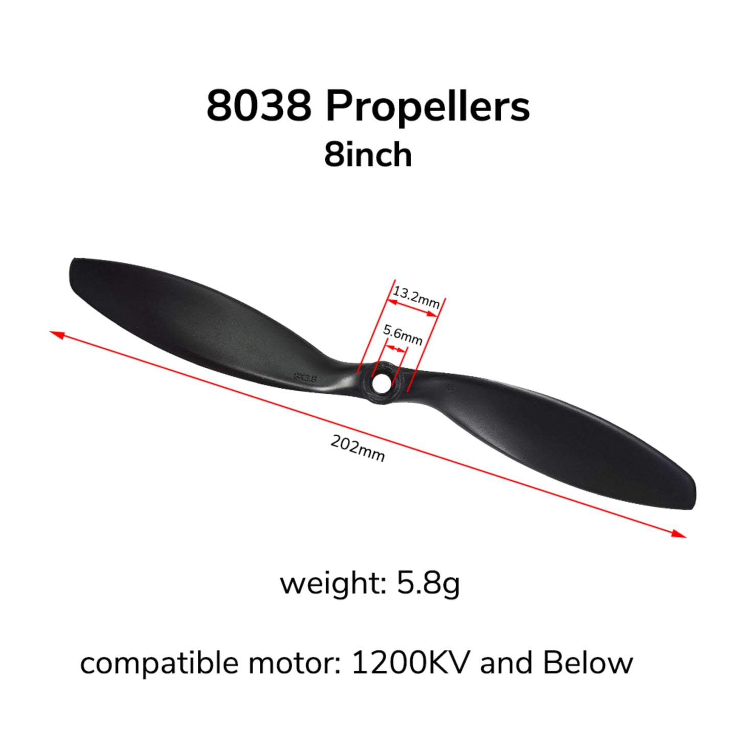 Radiolink A560 Original 2Pcs 8'' Propellers GEMFAN 8038 CCW Wing Props Replacement Accessories for RC Drone, Airplane (Set of 2)