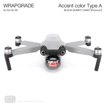 Wrapgrade Skin Compatible With Dji Air 2S | Accent Color A (Black Bumpy Camo)