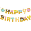 Meetingu Donut Party Supplies, Happy Birthday Banner Donuts Birthday Decorations, For Kids Birthday Donut Happy Birthday Banner,
