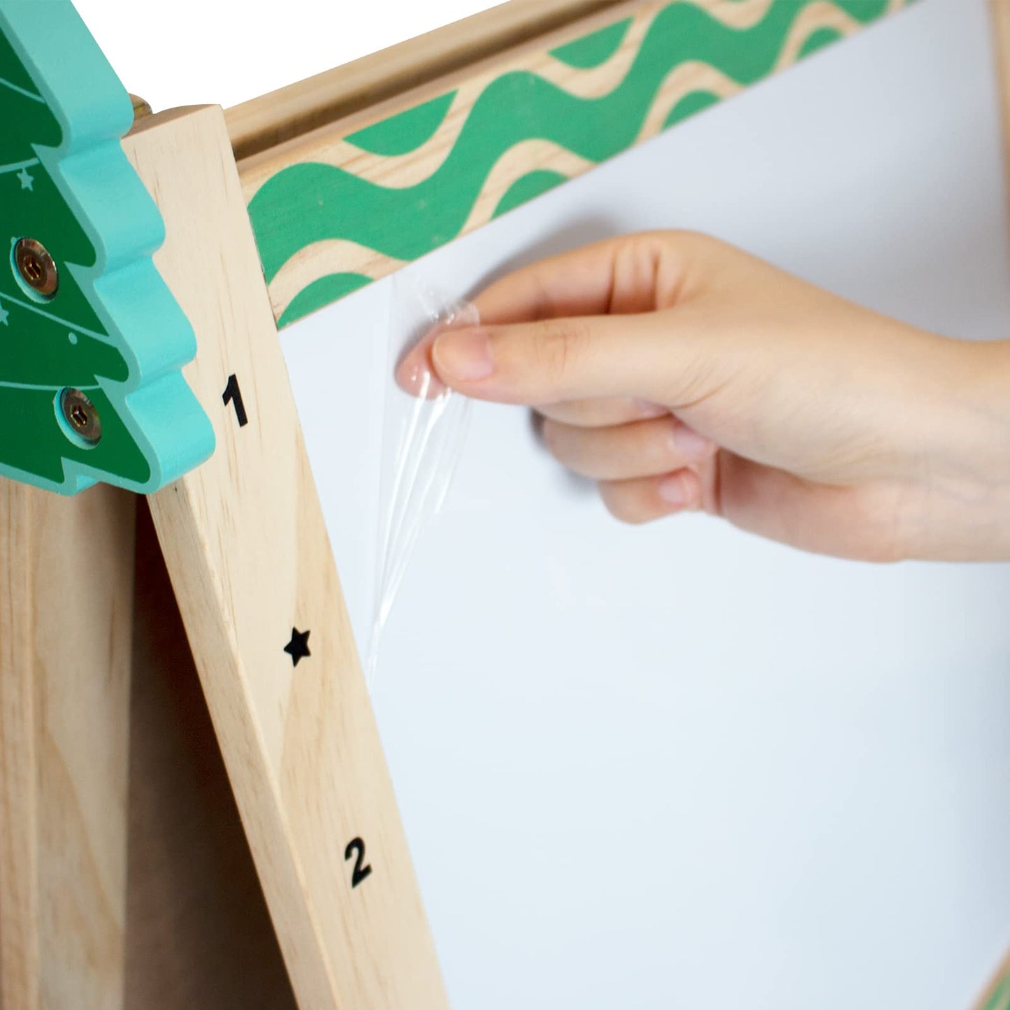 Kids Easel With Paper Roll Wooden Art Easel With Chalkboard & White Board Painting Accessories Storage Tray Double-Sided Board H