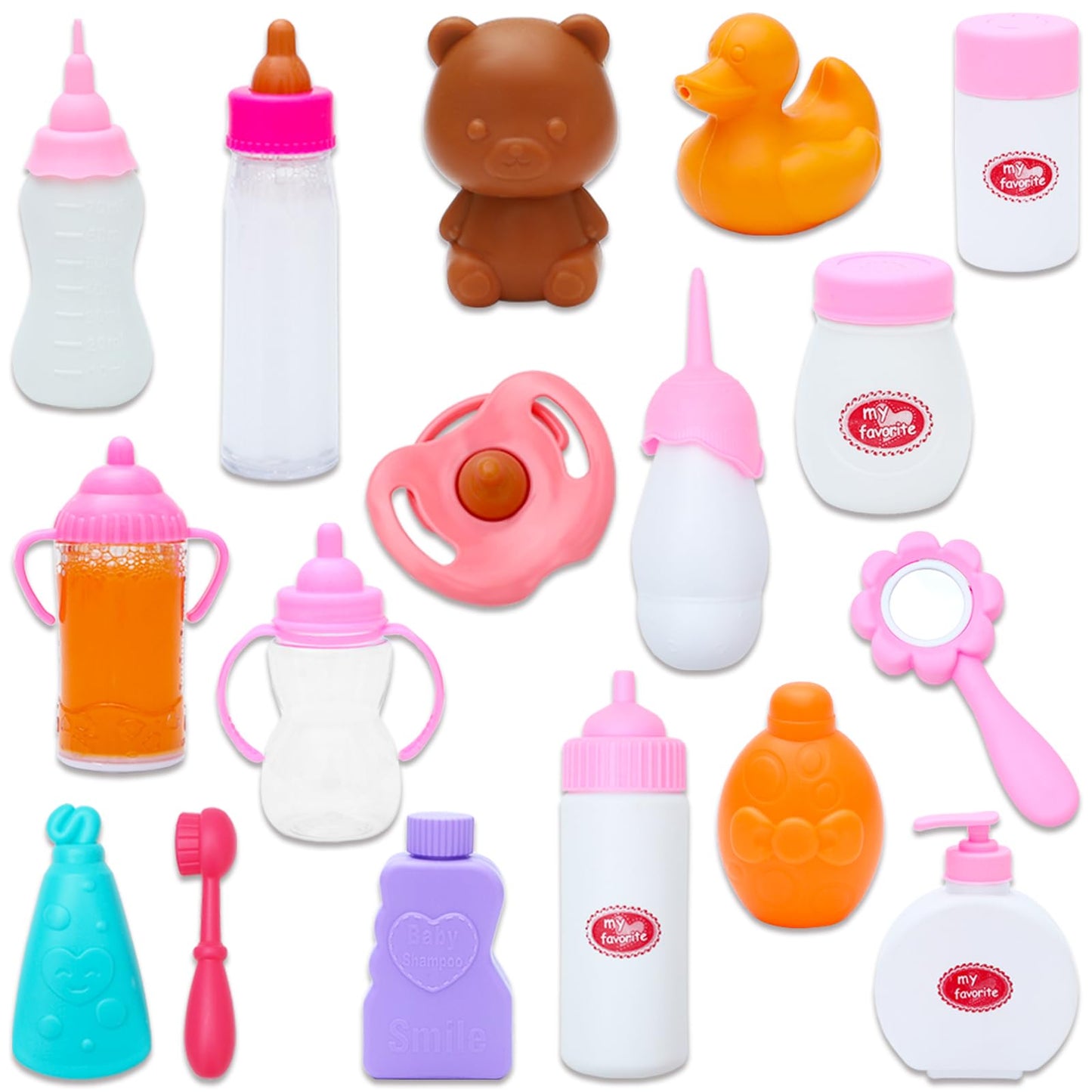 Sotogo 34 Pieces Baby Doll Accessories Baby Doll Feeding And Washing Set With Baby Doll Diaper Bag Set Baby Doll Accessories In Bag, Without Doll