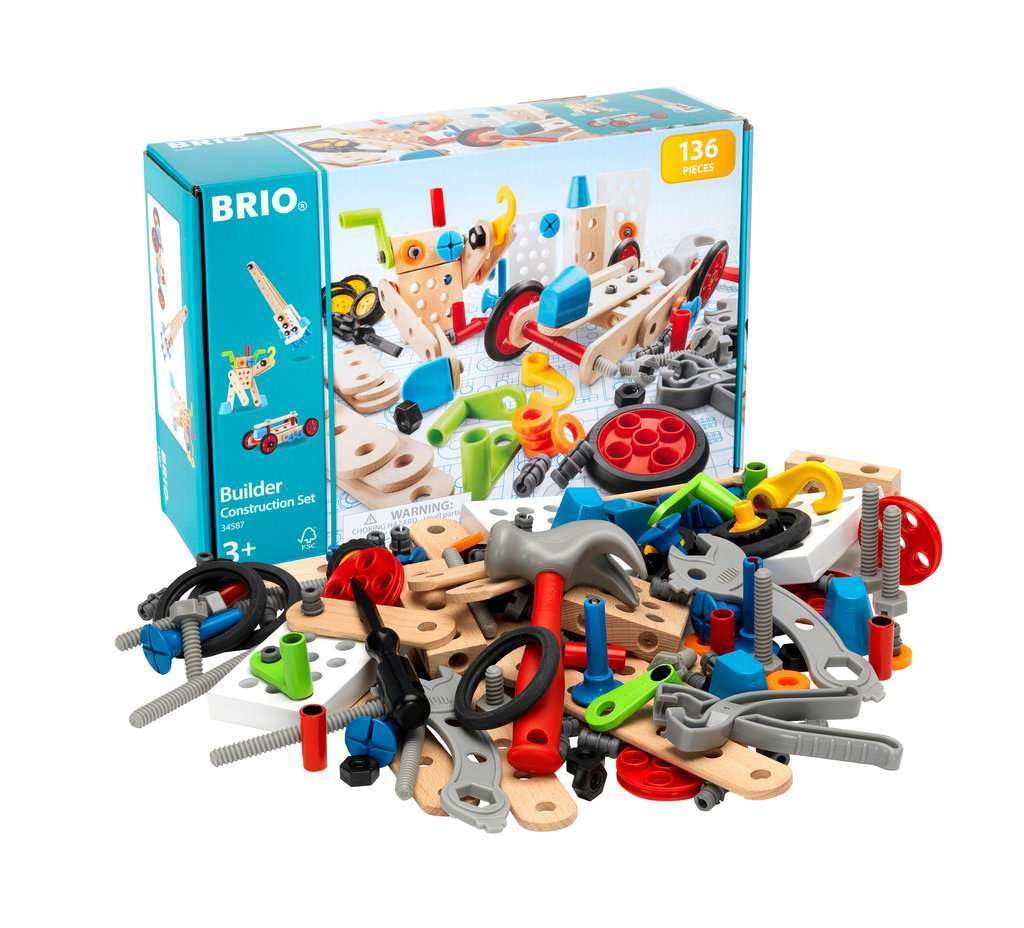 Brio Builder 34587 Construction Set - 136-Piece Stem Toy With Wood And Plastic For Kids | Enhances Creative Skills | Safety Tested | Age 3 And Up