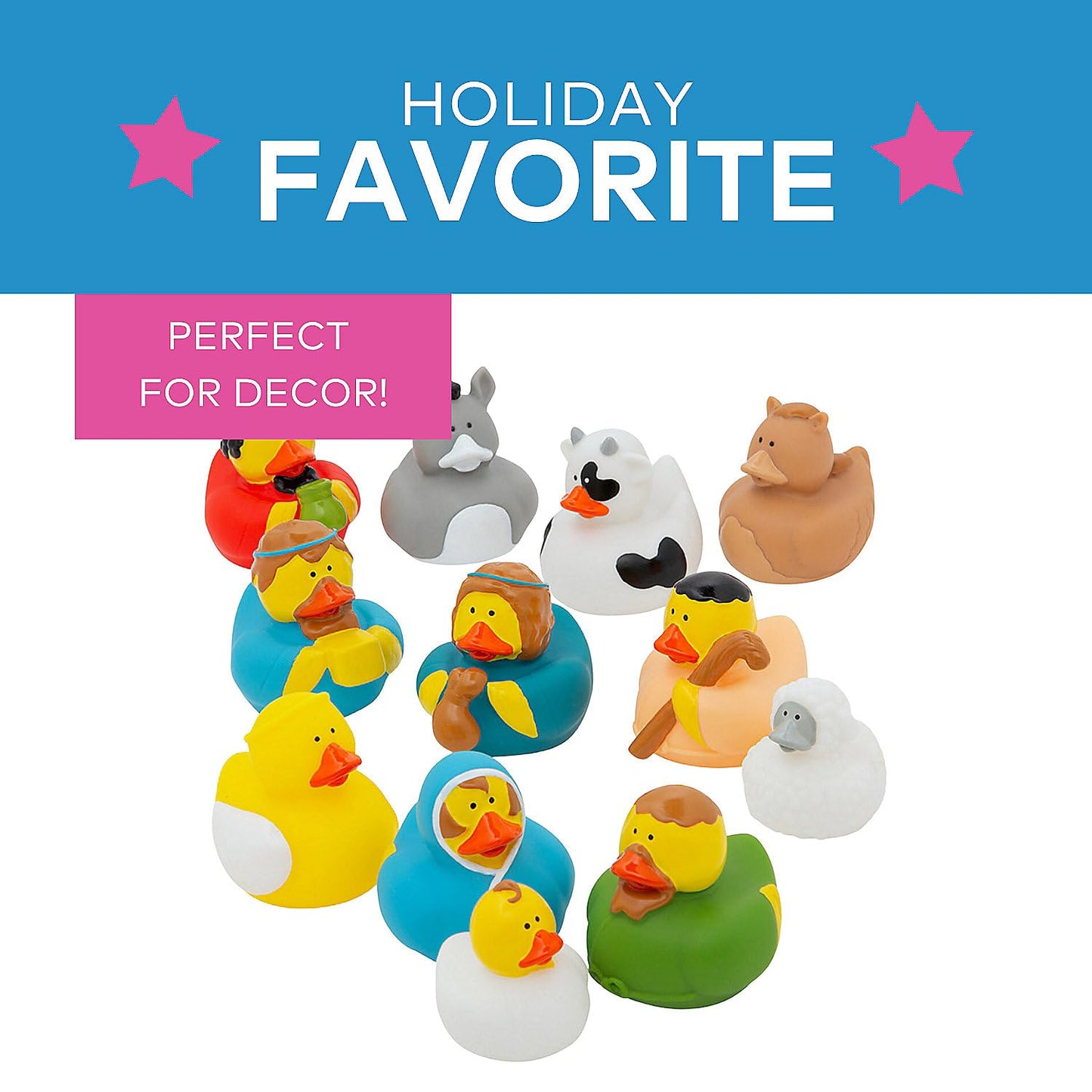 Nativity Rubber Duckies For Christmas - Set Of 12 - Holiday Decor, Toys And Stocking Stuffers For Kids