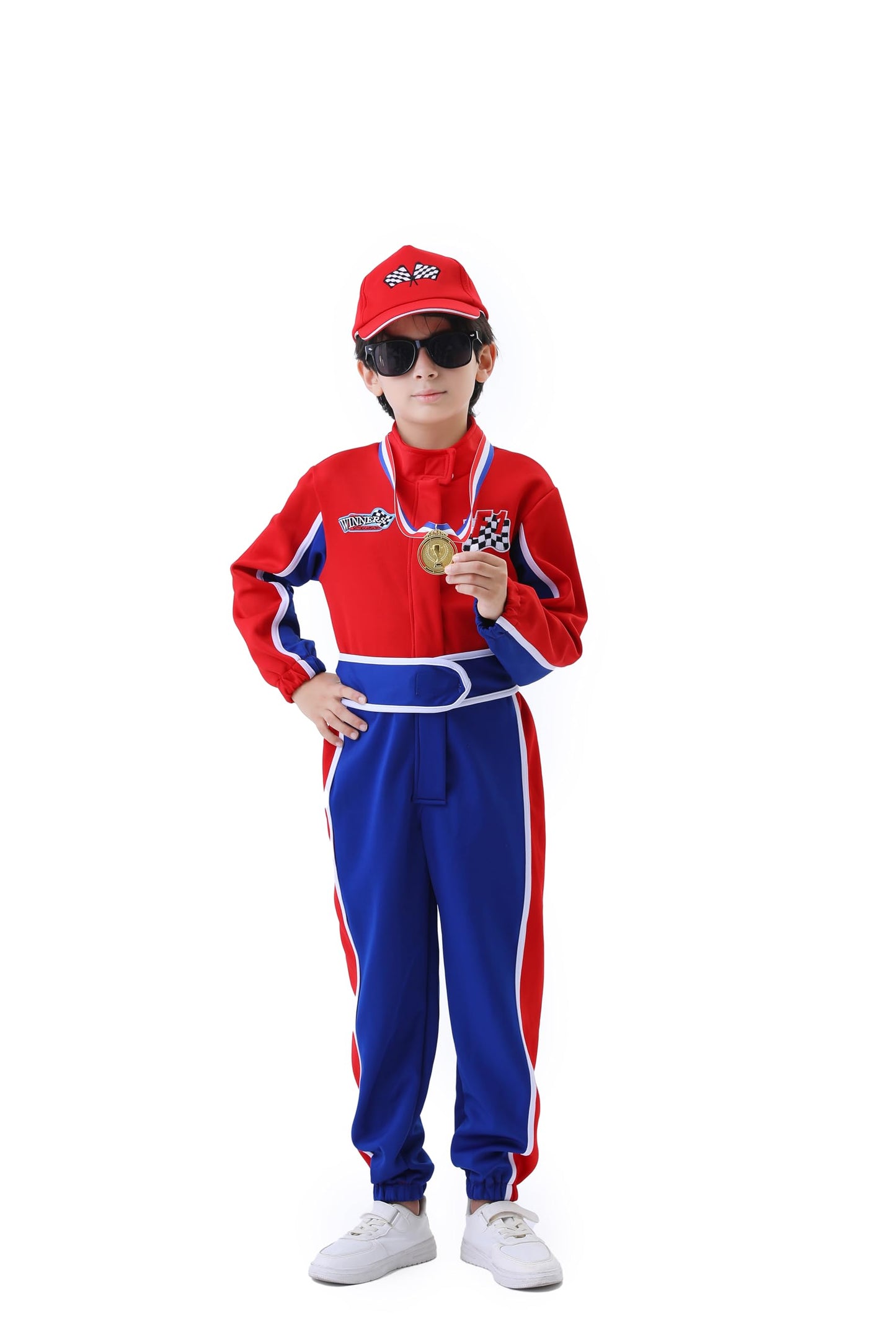 Clothand Kids Racing Suit Costume Toddler And Boys Race Car Driver Jumpsuit For Halloween, Dress Up & Pretend Play, Ages 4-6