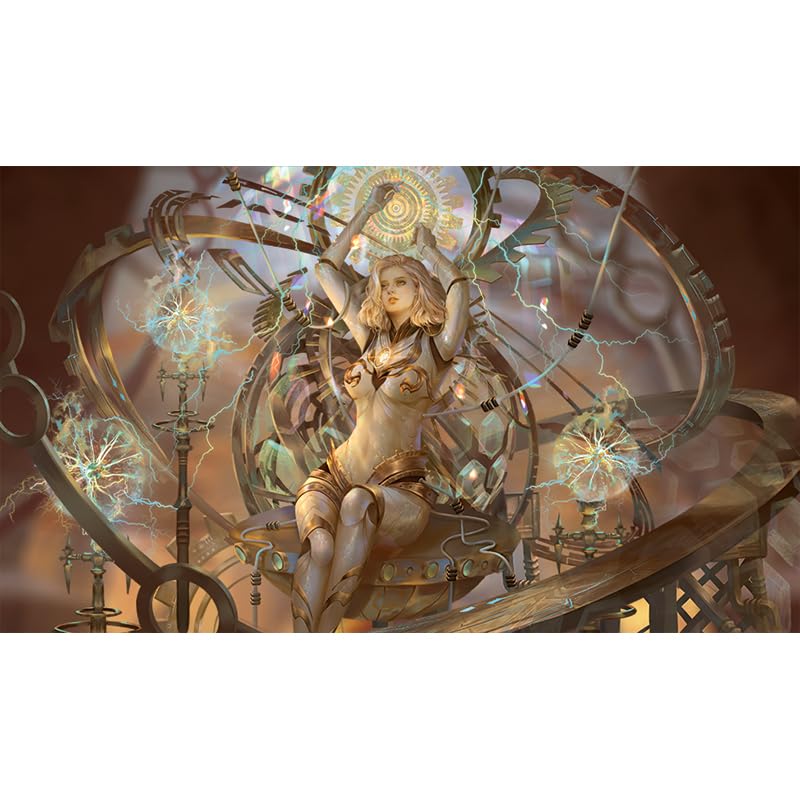 Fantasy North - Tessa Six - Spark-Shaper Mage - Tcg Trading Card Game Playmat And Mouse Pad - 24 X 14 Inches - Perfect For Magic