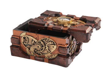Ptc 7.75 Inch Steampunk Themed Pressure Gauge Box Statue Figurine