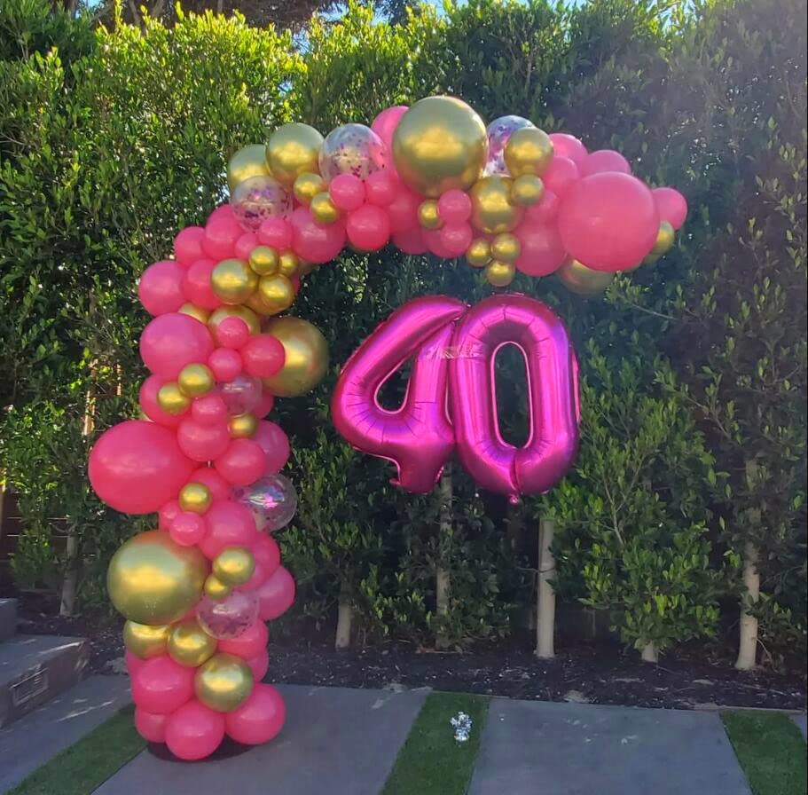 Hot Pink 40 Balloon Numbers,40 Inch 40 Birthday Balloon Foil Mylar Number 40 Balloon Large Dark Pink Number Balloons For Birthday Party Anniversary Festival Decorations