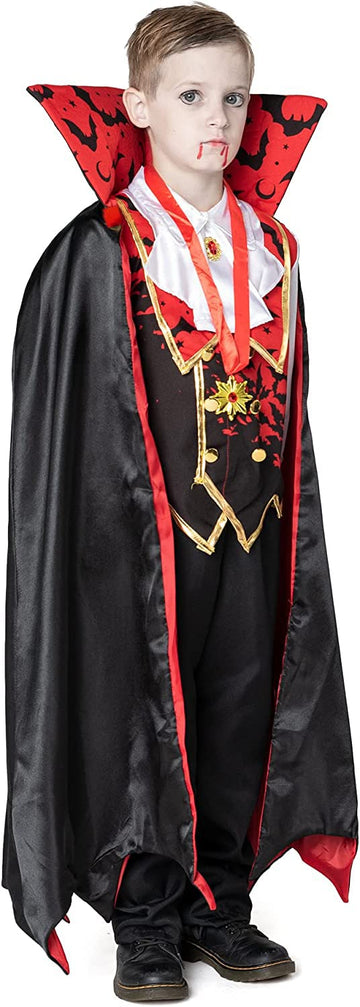 Spooktacular Creations Child Vampire Costume For Boy, Scary Halloween Red Vampire Costume For Kids Dress Up-S(5-7Yr)