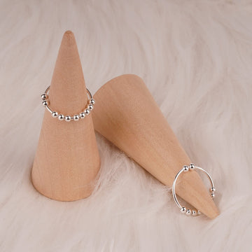 Asgift 925 Sterling Silver Anxiety Ring For Men Women Fidget Ring With Beads Stackable Stress Relieving Spinner Rings (Size-11)