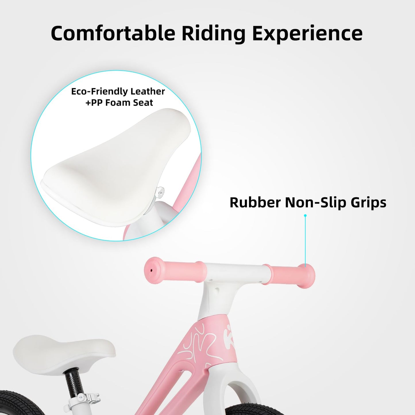 Joystar 12 In Balance Bike For Kids Age 2-6 Years, Foldable Toddler Balance Bicycle For 2 3 4 5 6 Years Old Girls & Boys, No Pedal Push Balance Bike, Adjustable Seat & Inflatable Tires, Pink