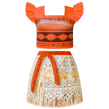 Aovclkid Girls Princess Costume Skirt Sets Halloween Birthday Party Christmas Dress Up Cosplay Outfits With Accessories(3T,Orang