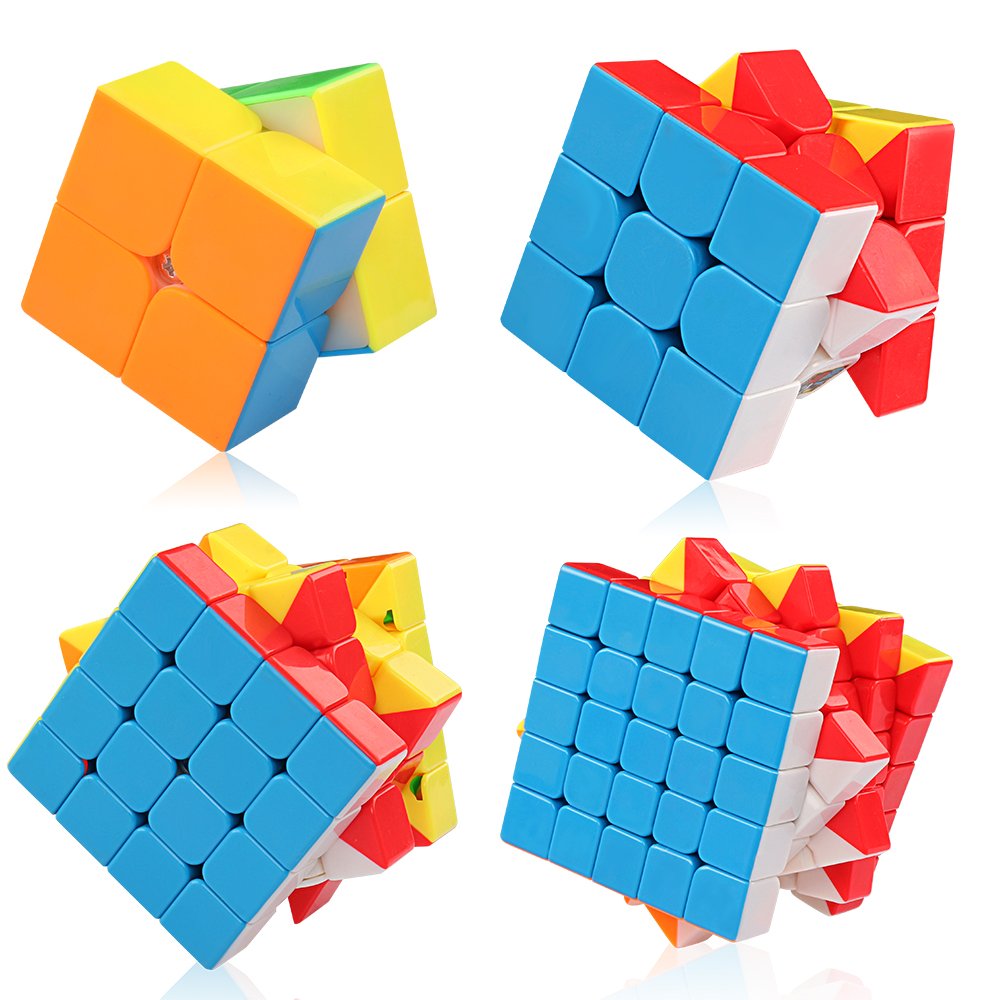 D-Fantix Speed Cube Set, Meilong Mf2S 2X2 Mf3S 3X3 Mf4S 4X4 Mf5S 5X5 Stickerless Speed Cubes Bundle With Gift Box