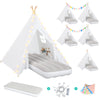 Teepee Tent For Kids Slumber Party 6 Pack - Inflatable Airbed & Star Lights & Colored Flag - Indoor Outdoor Toddler Play Tent Fo