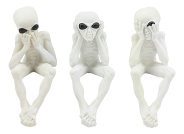 Ebros Glow In The Dark See Hear Speak No Evil Alien Shelf Sitters Set Of 3 Extra Terrestrial Creatures Alien Figurines