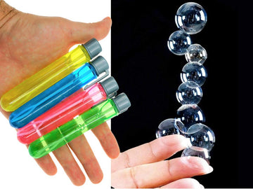 JA-RU Mini Bubbles Wand Toy - 8 Pack Assorted Colors, Soap Solution, Outdoor Summer Fun for Kids, Party Favors & Easter Basket Stuffers