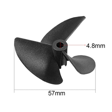 uxcell RC Boat CW Propeller 4.8mm Shaft 3 Vanes 57mm 1.6 P/D Fan Shape Pastic Black Rotating Propeller Props for RC Boat, 2pcs