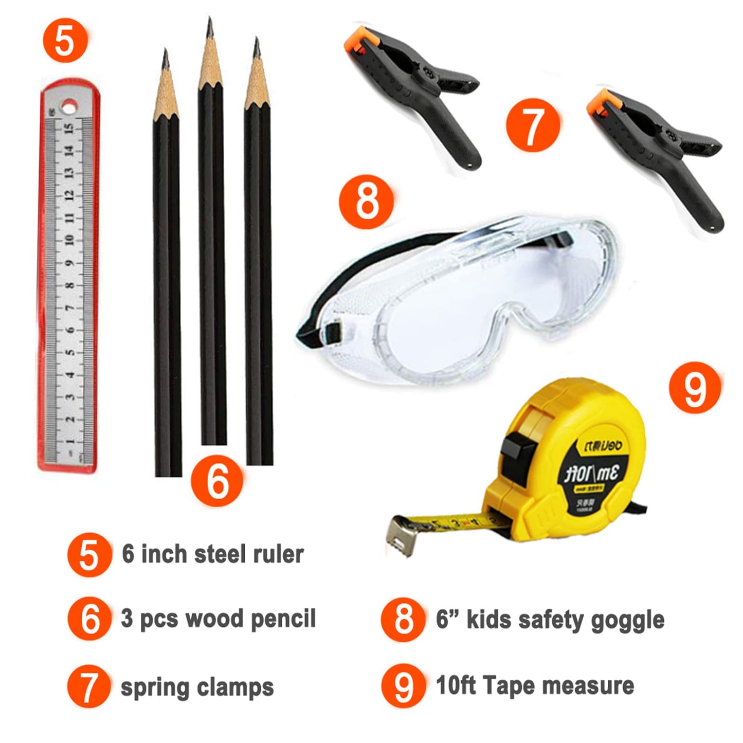 QeeHeng Kids Real Tool Set - 20Pcs Construction Tool with Blue Toolbox and Protective Clothing, Woodworking Tool Set for Beginne