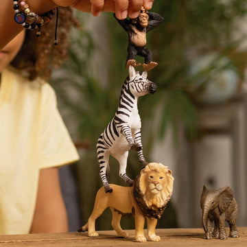 Schleich Wild Life Africa Starter Set - 4-Piece Wildlife Animal Set For Ages 3+, Featuring, Zebra, Elephant Calf, Lion, Chimpanz