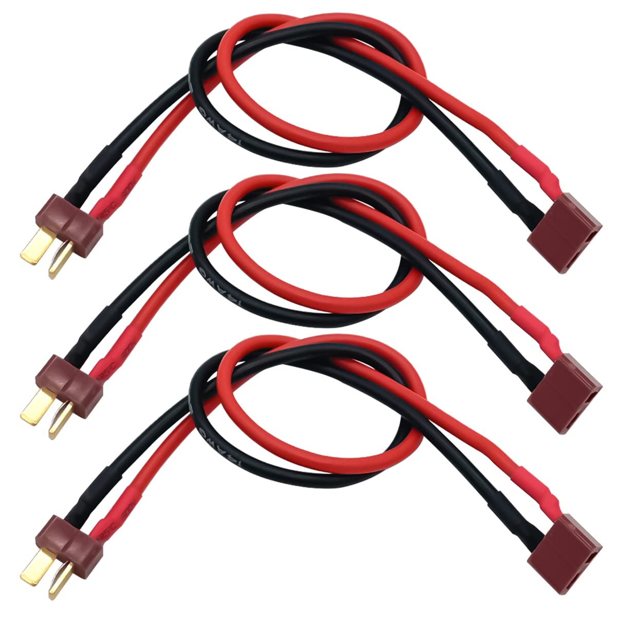 3PCS T Plug Extension Cable T Plug Male Connector to T Plug Female Connector Wire Adapter for RC Battery DIY Spare Part Remote C