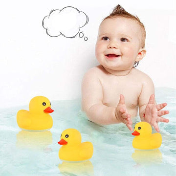 UMBWORLD Preschool Bath Toys Rubber Floating Squeaky Baby Wash Shower Toy for Toddlers Kids Party Decoration 12 Pcs (Yellow Duck