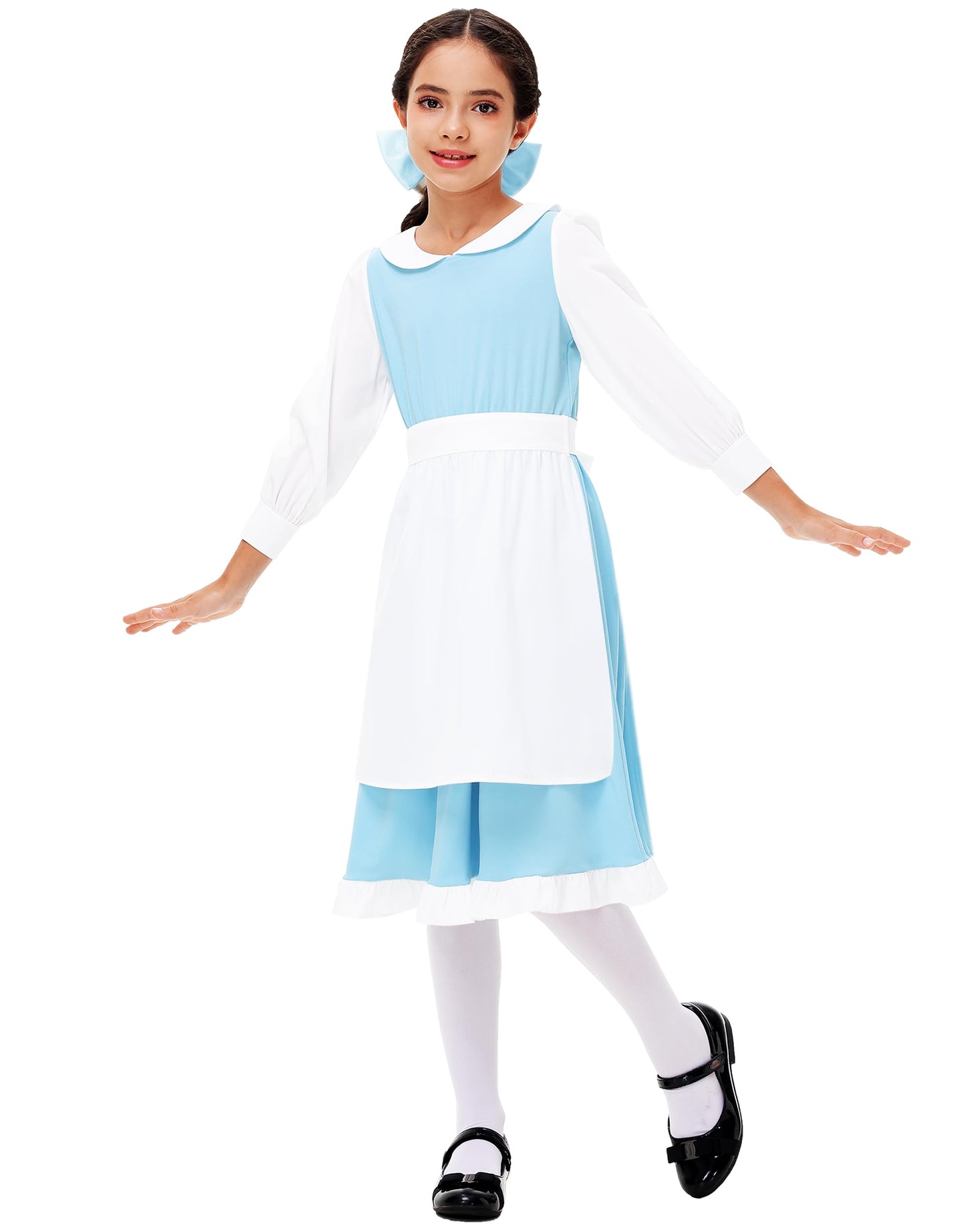 Girl'S Belle Halloween Dress Blue Princess Outfits Beauty Masquerade Party Maid Dresses 9-0 Years
