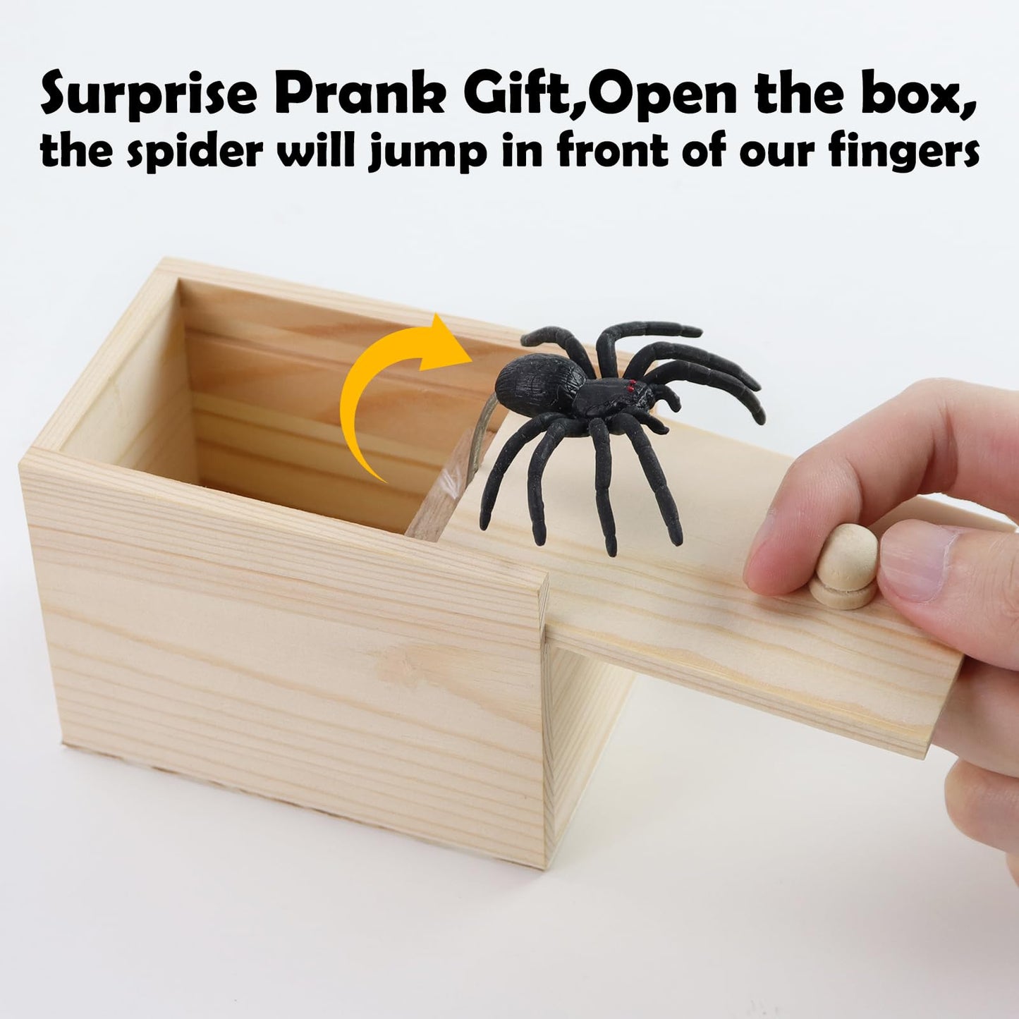 Funny Spider Prank Box Toys - Saint Valentine White Elephant Gifts Cute Humor Wooden Box,Birthday Surprise Giving Stuff,Popping